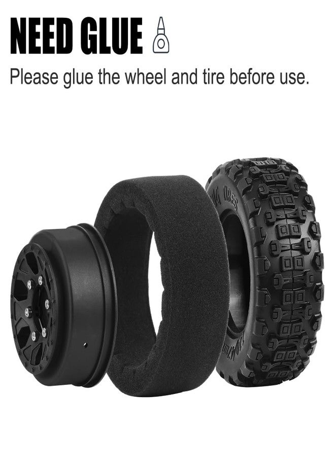 GLOBACT 12mm/14mm/17mm Hex RC Wheels and Tires RC Truck Tires for TRAXXAS Slash 2WD 4x4 Arrma Senton Axial Losi Redcat Rc4wd 1/10 RC Truck Hex Detachable Replacement (Black 4PCS) - Image 4